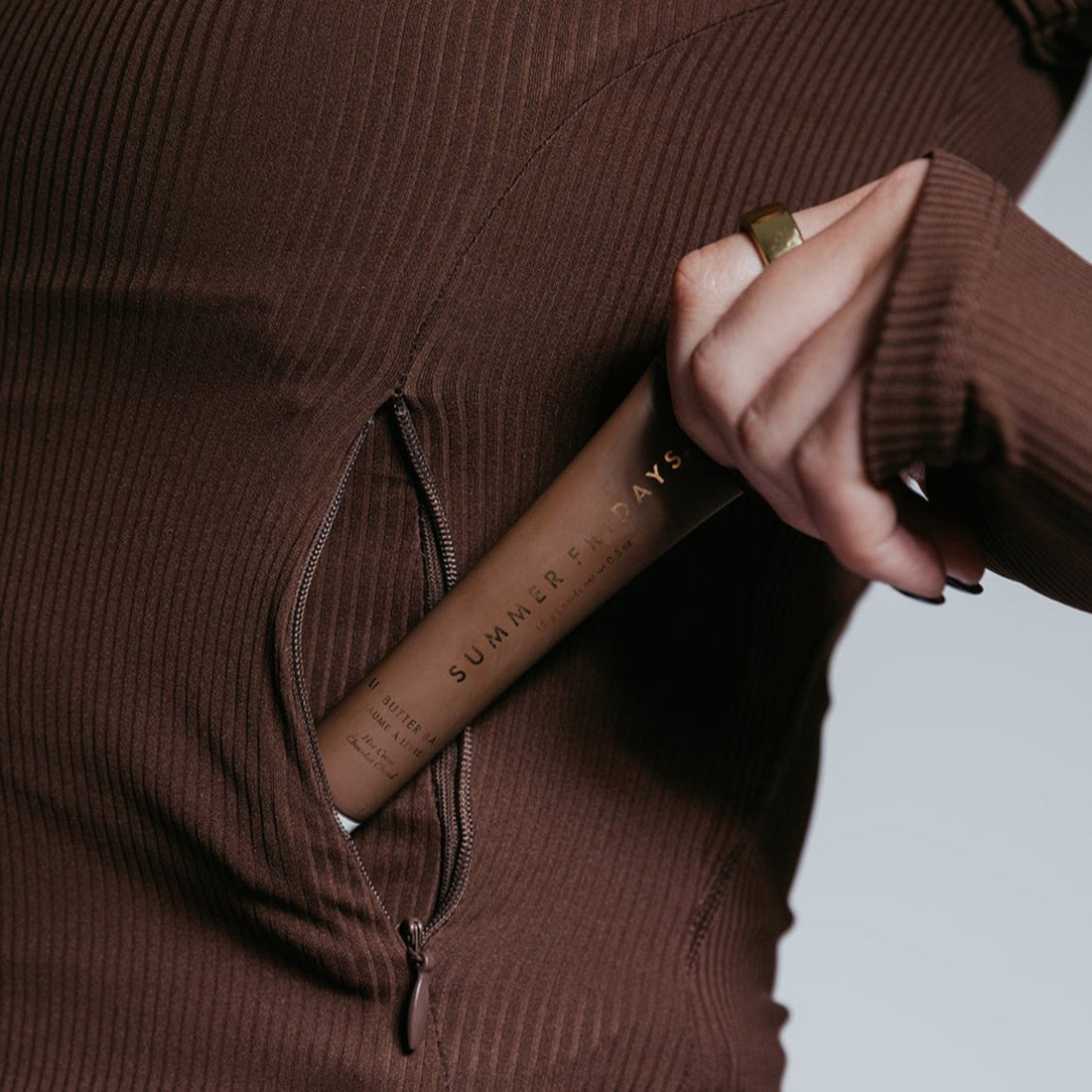 Espresso Ribbed Zip Up